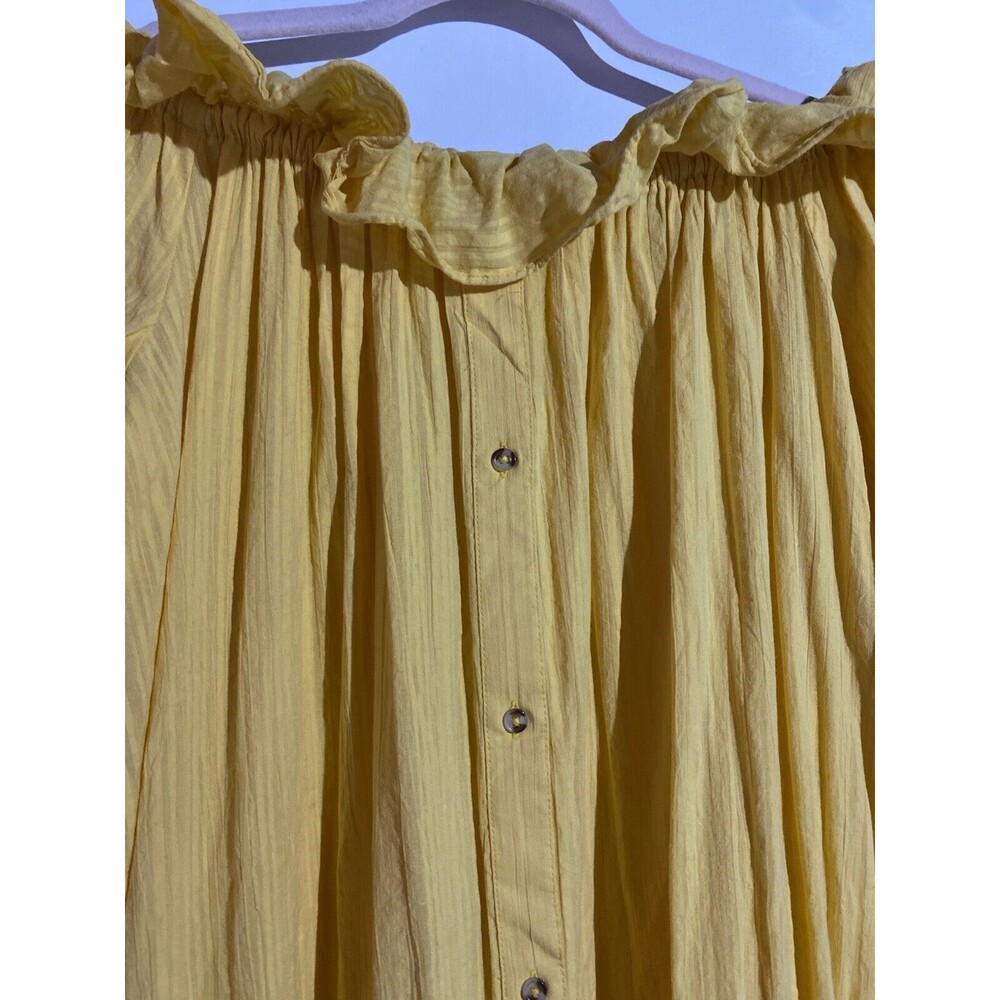 Anthropologie Dress S Yellow Maxi Beachy Ruffle Tiered Off Shoulder Gauze Boho - Picture 6 of 14